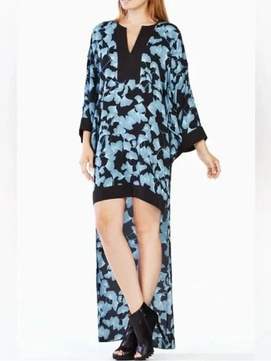 BCBGMaxAzria Dresses & Skirts - Bcbgmaxazria Worina Kimono Tunic Dress Floral Blue And Black Size XS/S